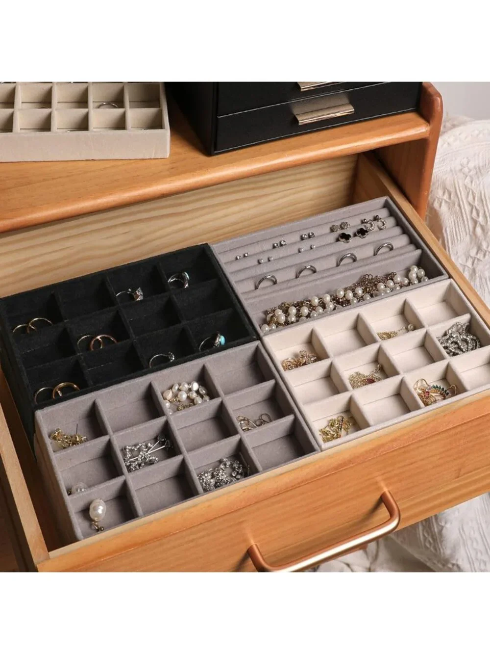 Jewelry Organizer Set of 9 - Stylish Drawer Trays for Storage & Display